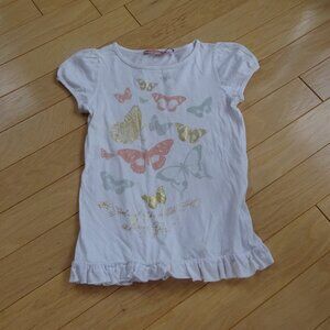 JUICY COUTURE  GIRLS TEE BUTTERFLIES GRAPHIC GOLD FOIL HEM RUFFLE 10 made in USA